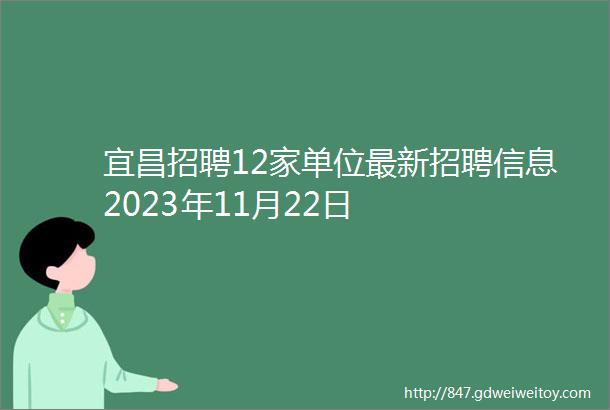 宜昌招聘12家单位最新招聘信息2023年11月22日